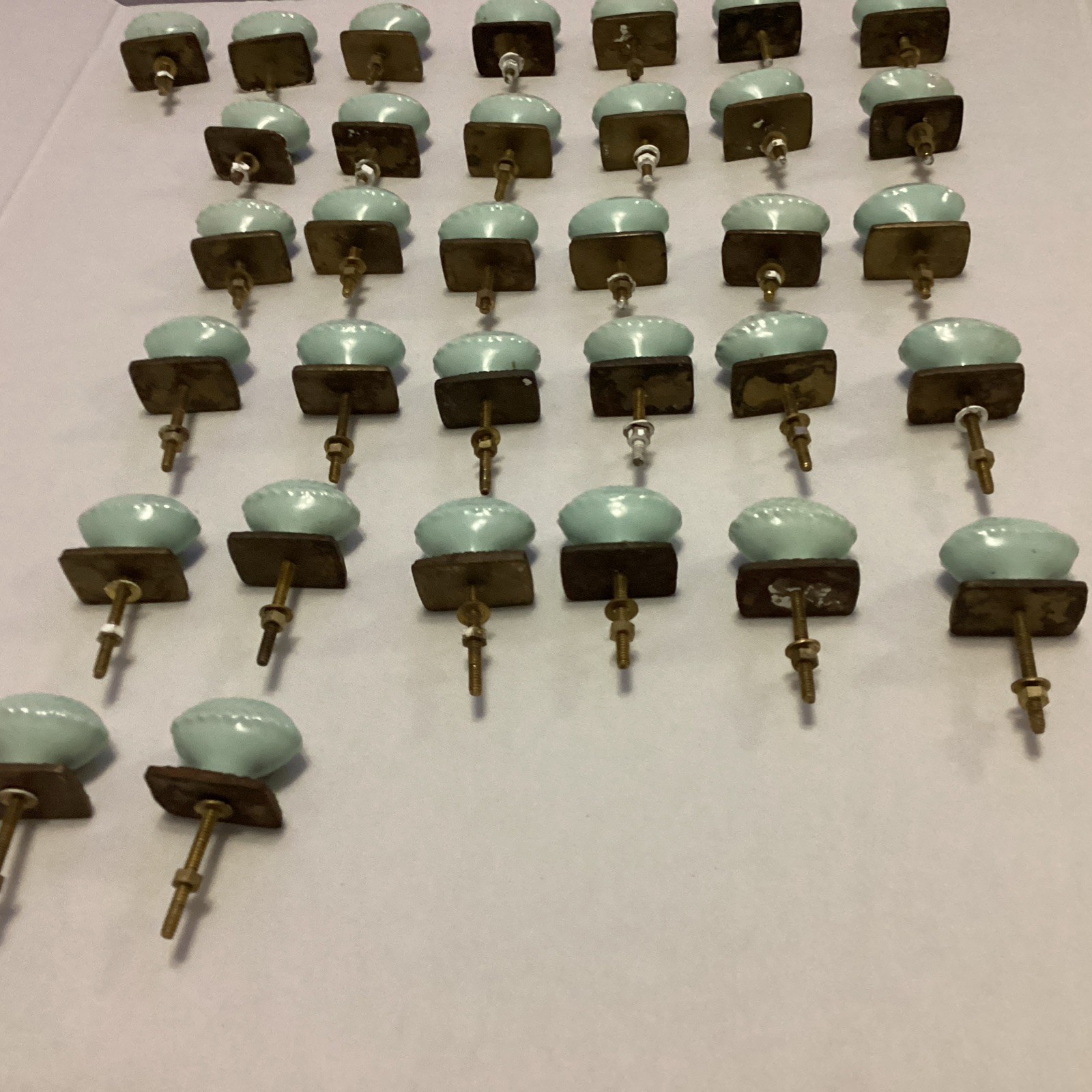 Vintage Oval Decorative Cabinet Knobs With Backplate Light Powder Blue