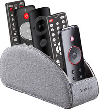 TV Remote Control Holder with 5 Compartments,Pu Leather Remote Caddy/Box/Tray Be