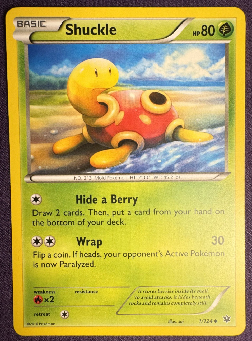 2016 Pokemon card  | Shuckle  | 1/124 | XY | Fates Collide