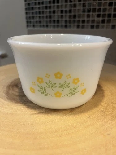 Vintage Pyrex Summer Impressions Sunshine #40 Milk Glass Custard Cup/Sugar Bowl