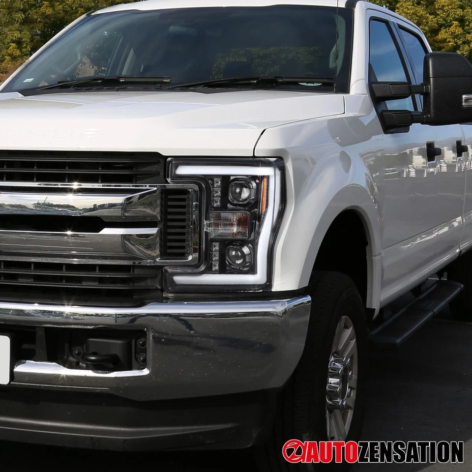 Fit 2017-2019 Ford F250 F350 Super Duty Slick Black LED Bar Projector Headlights Foto 3 de 4