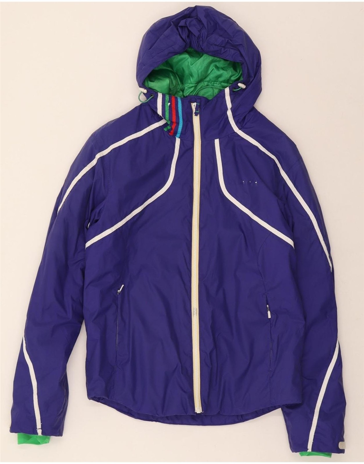 COLMAR Womens Hooded Windbreaker Jacket IT 46 Large Blue Polyamide DO41