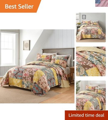 Cotton Bedspread Quilt Sets Reversible Bedding Coverlet Sets, Luxury Vintage ...