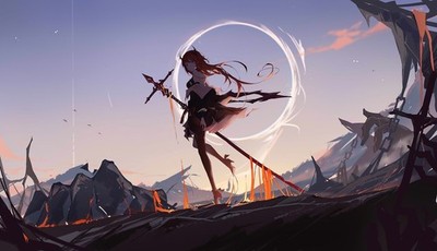 Anime girls arknights ya ju long hair surtr Play Gaming Mat Desk Game Desk