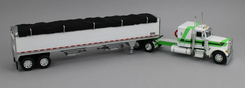 1:64 DCP *WHITE & GREEN* Peterbilt 379 48" Flattop & Wilson Grain Trailer NIB - Image 3 of 4