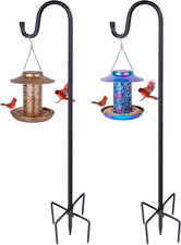 2 Pack 60 Inch Adjustable Shepherd Hooks and Solar Bird Feeder for Outdoors Hang