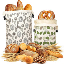 Reusable Beeswax Bread Bags, Double-Layer Food-Grade Linen Sourdough Bread Stora