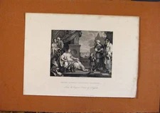 Original Old Antique Print C1880 Moses Before Pharaohs Daughter 19th