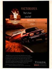 1997 GMC Yukon Print Ad Truck pulling boat kids sports
