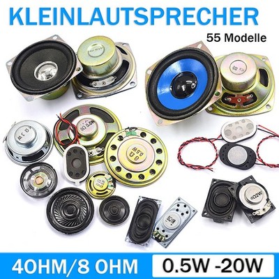 55 Modelle Kleinlautsprecher Mini Lautsprecher 4 Ohm / 8 Ohm 0.25 Watt -20 Watt
