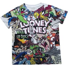 Looney Tunes Graphic T Shirt Kids 14/16 Bugs Bunny Taz Cartoon Tee Front Print