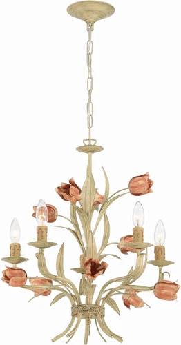 Southport 5 Light Sage Rose Chandelier - Picture 1 of 12