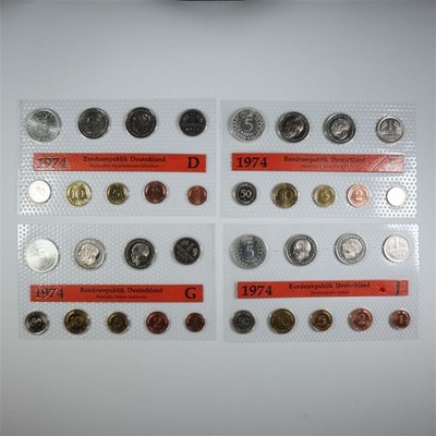 Federal Republic of Germany circulation coin set circulation coin set 1974 DFGJ UNC uncirculated - 4 plates whole set