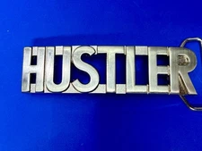 HUSTLER Block Letter Word Statement Cutout Silver Color Belt Buckle