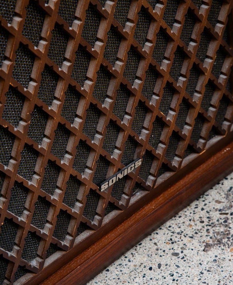 Vintage Speakers Sonics AS-447S 5 Way Walnut Tested Speaker Set