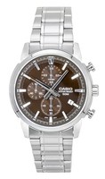 Casio Quarz-Chronograph Edelstahl Braun Zifferblatt MTP-E510D-5AV 50M Herrenuhr