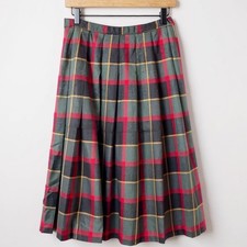 Pendleton Vintage Wool Pleated Maxi Skirt Green Red Plaid Made in USA Womens 12