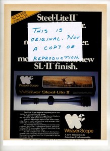 Weaver Steel-Lite II Rifle Scope Magazine Ad (FREE SHIPPING) 1970s