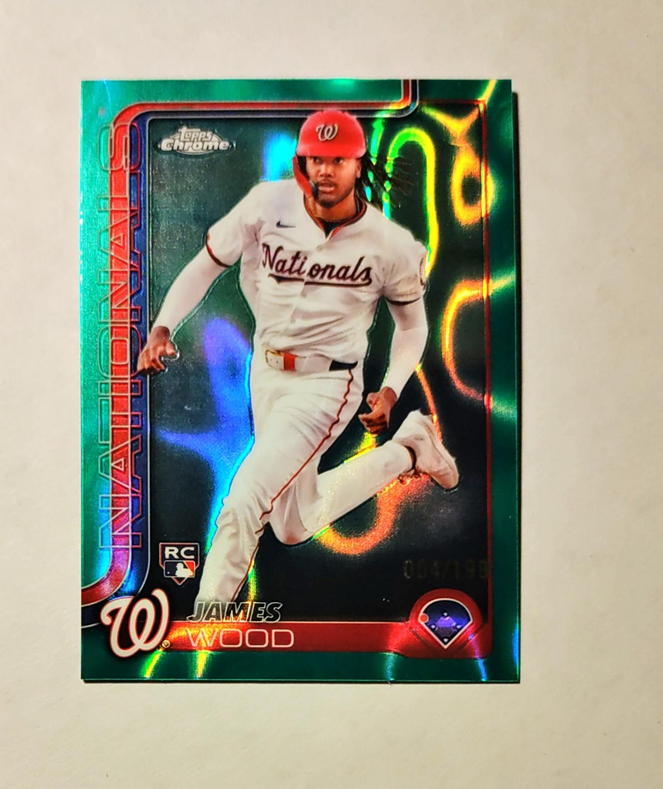 James Wood RC 2025 Topps Chrome AQUA REFRACTOR RayWave 004/199 #132 Rookie z1