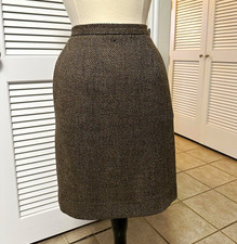 Vintage Women s Brown/Black Speckled Tweed Pencil Skirt 4P Petite