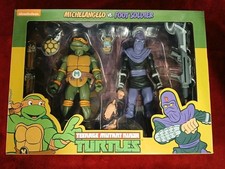 NECA TMNT Cartoon MICHELANGELO vs. FOOT SOLDIER Figure 2-Pack Brand New