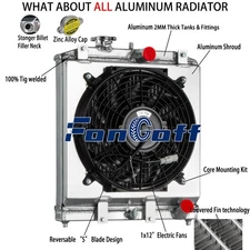 4-Core Radiator w/ Shroud Fan for 1992-2001 Honda Civic EG EK Del Sol Integra