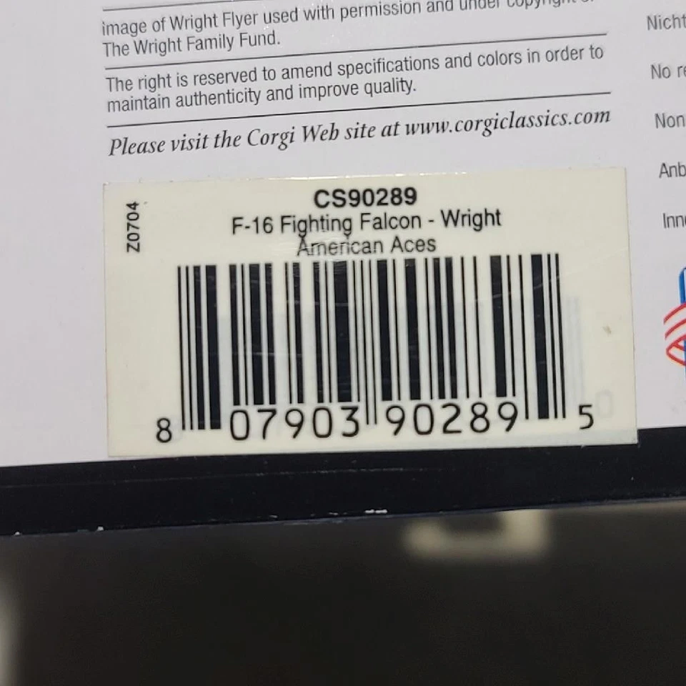 New F-16 Fighting Falcon Wright American Aces CS90289 Corgi 100 Years of Flight - Image 4 of 4