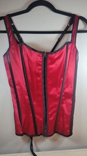 Fredericks of Hollywood Red  Black Lace-Up Corset Bustier Size L