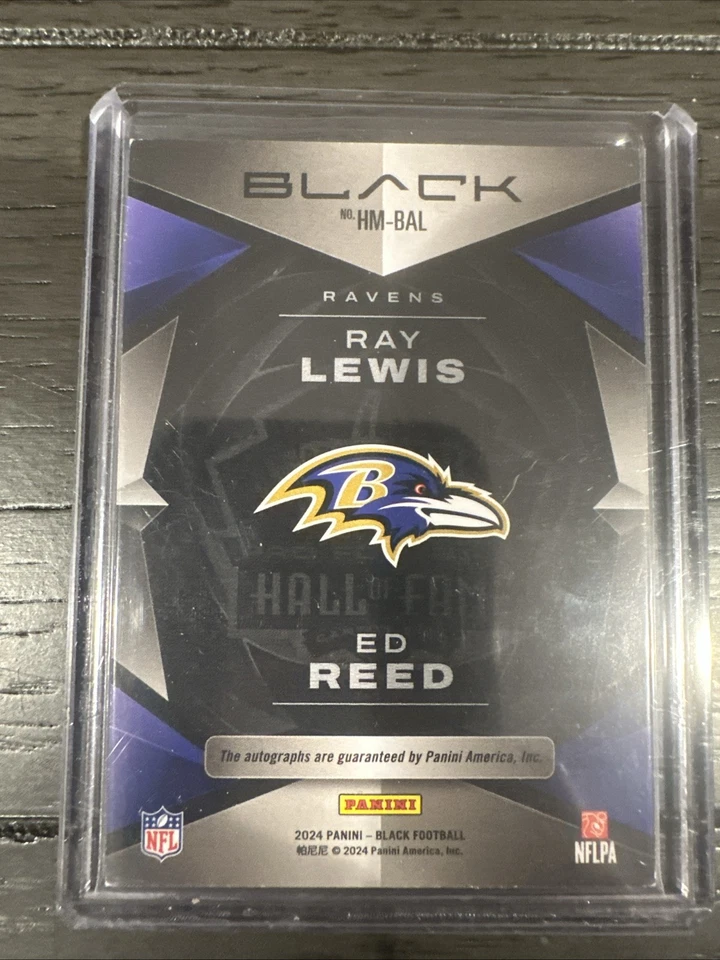 2024 Panini Black Hall Mates Ray Lewis Ed Reed Autograph /5 - Image 2 of 4