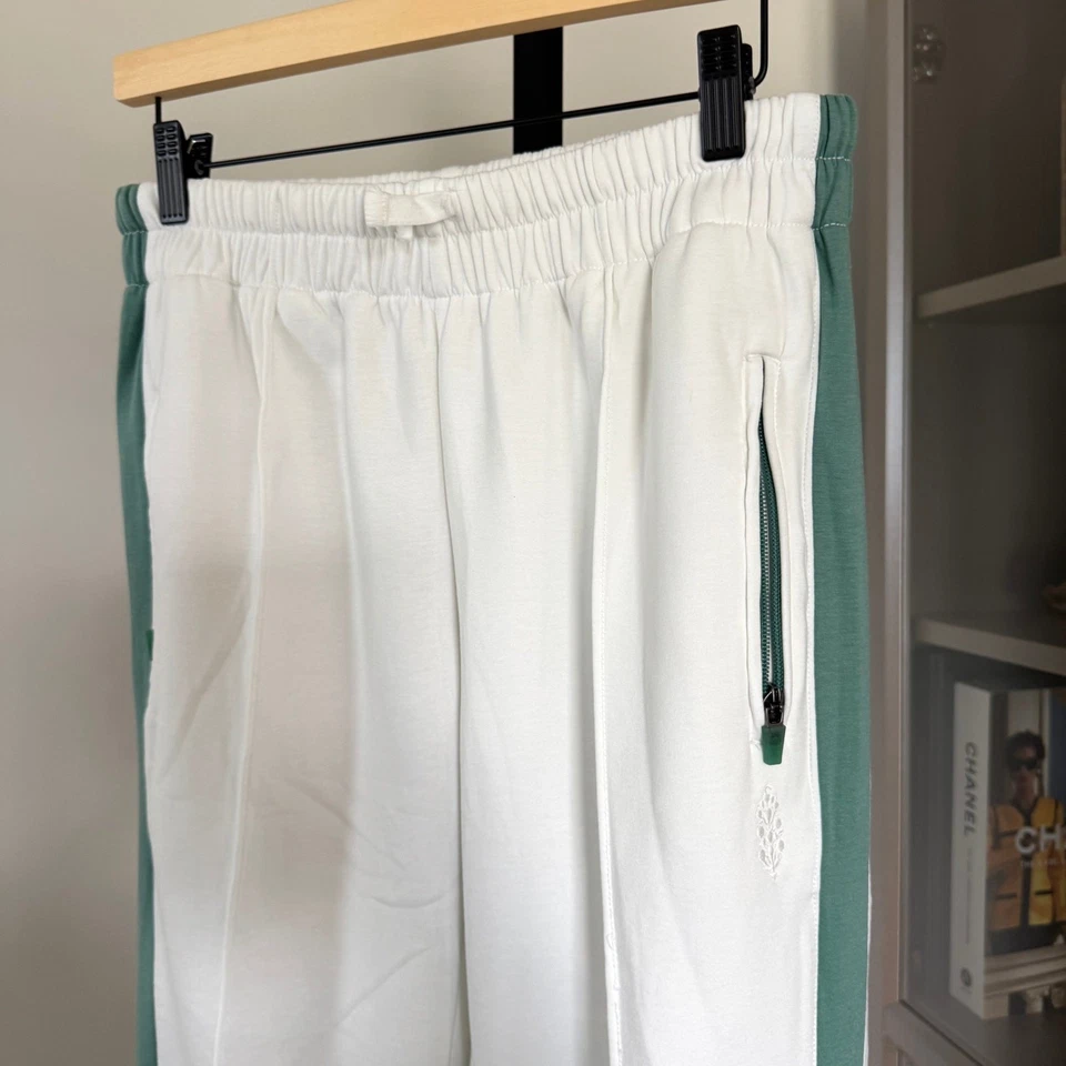 Free People Movement Right On Blanco Verde Ribete Traje de Pista Chaqueta Pantalones Conjunto  Foto 4 de 4