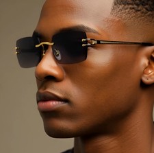 Fashion Pilot Sunglasses Mens Women Luxury Gold Rimless Hip Hop Shades Gafas New
