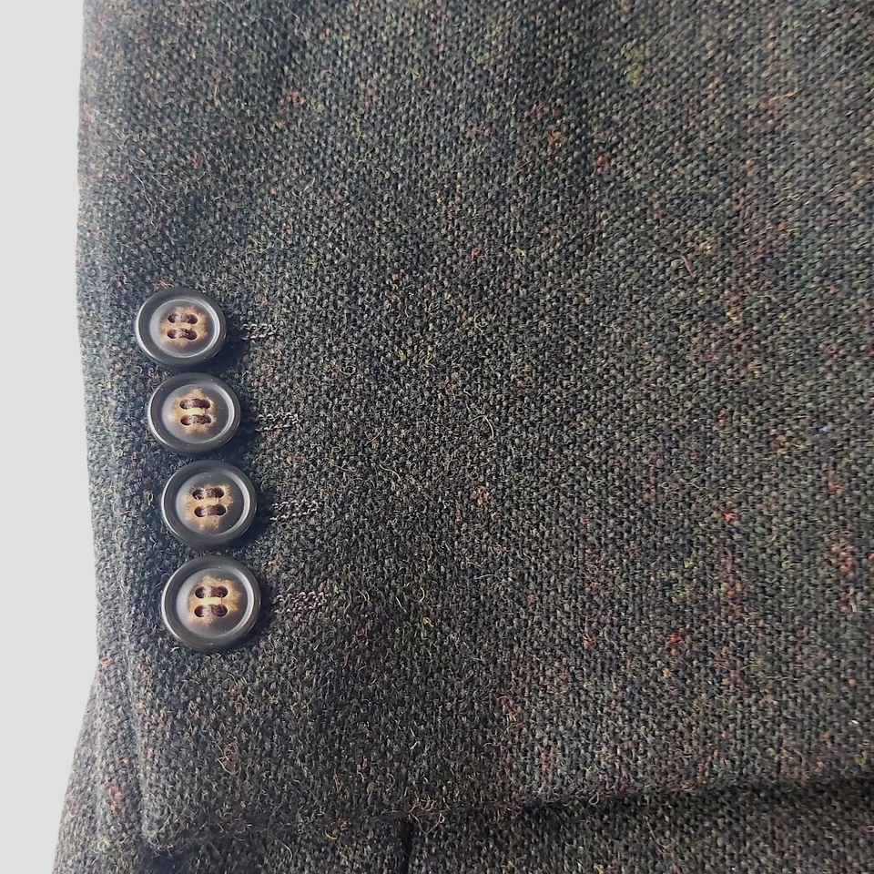 M&S Blazer Jacket Men 44R Moon Wool Worsted Green Single Breast Marks Spencer - Image 3 of 4