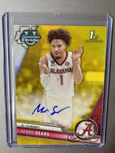 2023-24 Bowman Chrome University Mark Sears Yellow Auto Autograph /75