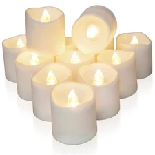 12Pack Timer Flameless LED Votive Candles, Long Lasting Battery Operated Tea ...