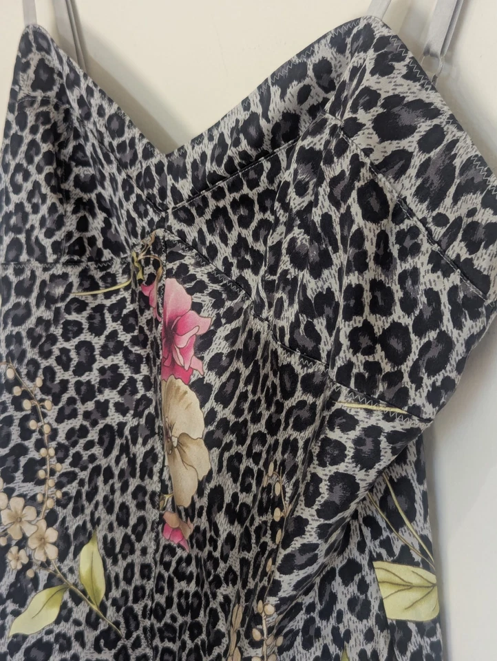 Babydoll de Seda De Colección Express Design Studio Y2k Cami Talla XS Estampado Guepardo Floral Foto 2 de 4