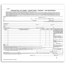 NextDayLabels - Short Form Straight Bill of Lading, 8-1/2 x 7", 3 Part NCR Ca...