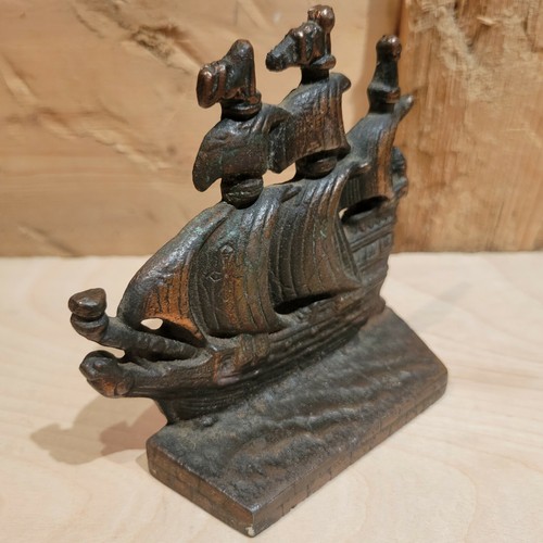 Copper Or Bronze Boat Pirate Ship Book End Paperweight Vintage 4.5"- Swanky Barn - Picture 11 of 12