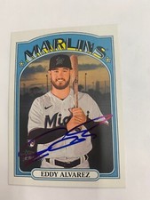 Eddy Alvarez Signed Card 2021 Miami Marlins IP Auto