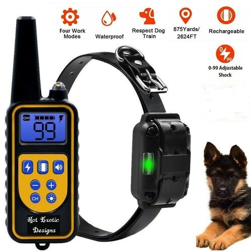 Waterproof Dog Training Electric Collar Rechargeable Remote Control 875 Yards - Picture 1 of 16