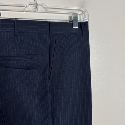 Custom Tailored Men's Suit 38R Blue Stripe Three-Piece 31W Vintage Great Gatby - Picture 5 of 14