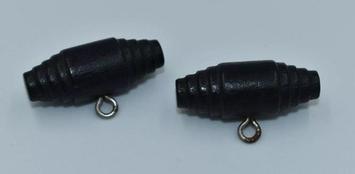 2 Black Wood Toggle Buttons Wire Shank Military Coat Jacket Wooden VTG 1.25" - Picture 2 of 17