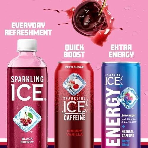 Sparkling Ice Black Cherry–Zero Sugar Sparkling Water, 17 fl oz (Pack of 12) - Picture 5 of 6