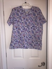 Sb Scrubs Medium Moon And Stars Scrub Top