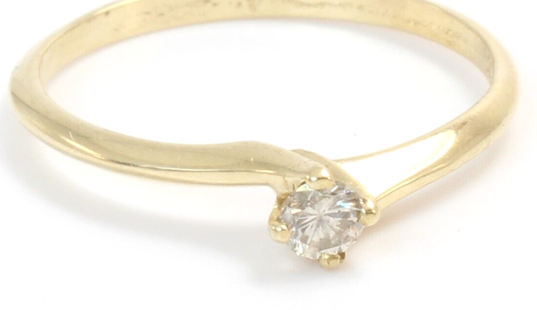 14k Gold .10ct Diamond Stackable Solitaire Weddin… - image 2