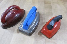 3 Vintage Childs Tin Metal Irons Kids toys r 