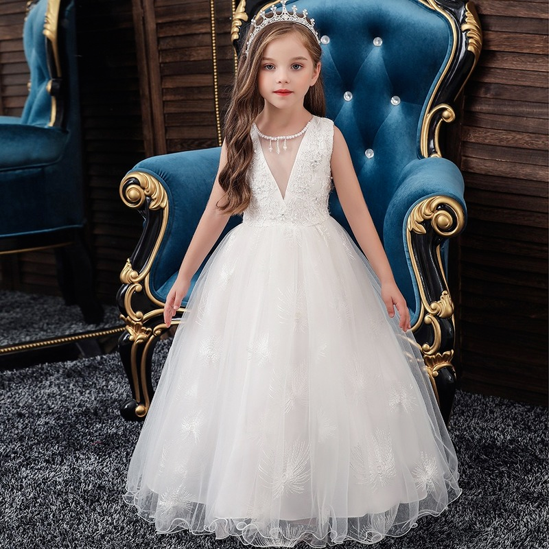 princess line dresses Sweetheart Long A-line Princess Glitter Sleeveless Lace Bridal Wear Long main image 1
