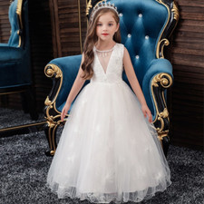 Children's Long Evening Gown Flower Girls Dresses Wedding Party Birthday Clothes