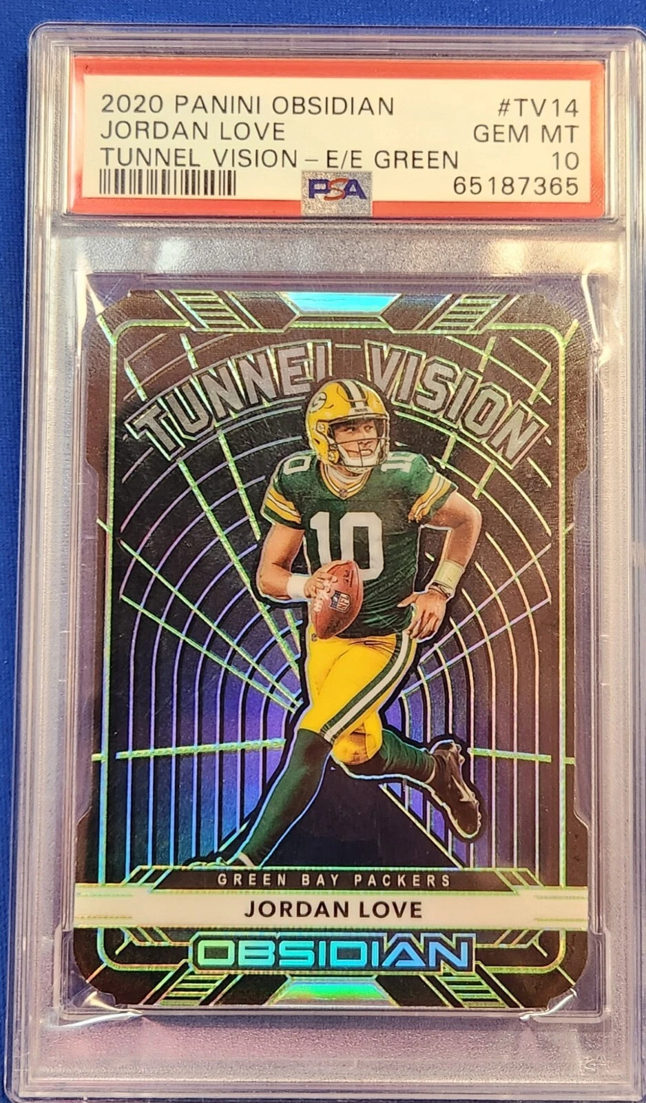 Jordan Love Panini Obsidian Tunnel Vision #TV14 Electric Etch-Green