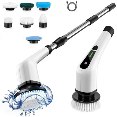 #ad 7 Heads Electric Spin Scrubber Cordless Bath Tub Power Scrubber with Handle US $15.89