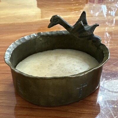 RARE FIND- French Paris Loys Hand Hammered Art Metal with Flying Duck Stone Base